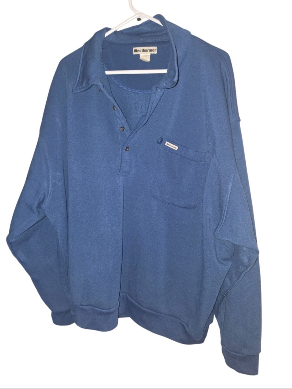 6/11/76. Mens Weatherman Blue Polo Pullover Sweatshirt